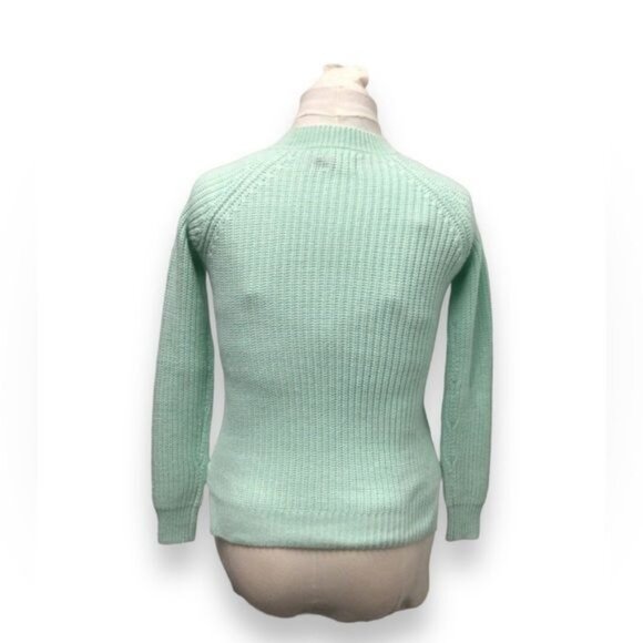 SO Women’s Crew Neck Ribbed Sweater Lace-Up Embellish, Mint, size XS - Picture 4 of 7
